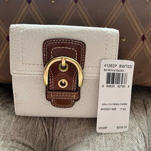 Coach White/Saddle Leather French Purse